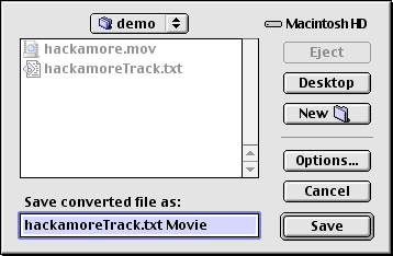 Save converted file as dialogue